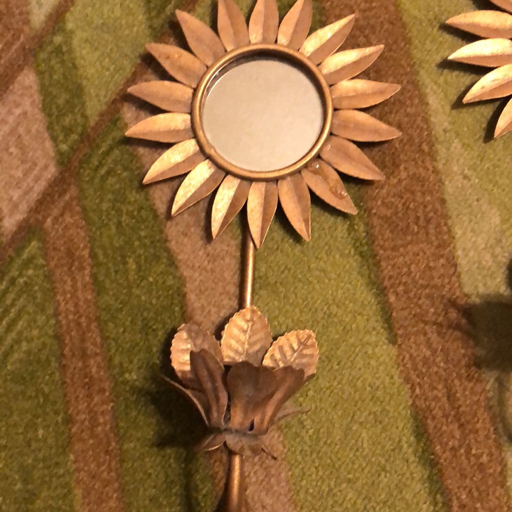 Set of 2- Vintage boho Homco 1970 wall decor daisy mirror candle holders - Picture 3 of 7
